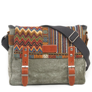 Vintage Ethnic Canvas Messenger Bag