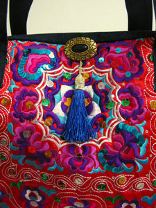 Ethnic embroidery thick denim Messenger shoulder bags