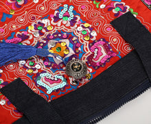 Ethnic embroidery thick denim Messenger shoulder bags