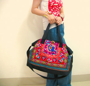 Ethnic embroidery thick denim Messenger shoulder bags