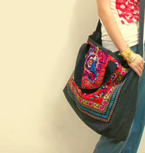 Ethnic embroidery thick denim Messenger shoulder bags