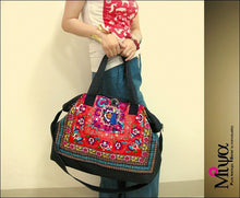Ethnic embroidery thick denim Messenger shoulder bags