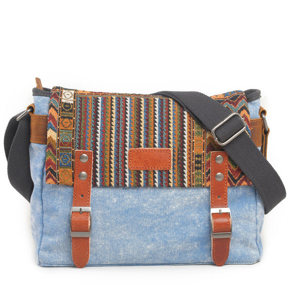 Vintage Ethnic Canvas Messenger Bag