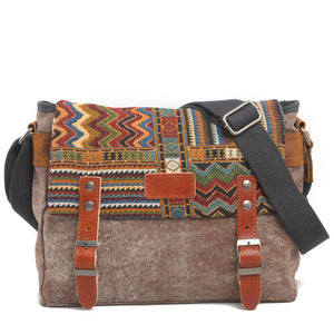 Vintage Ethnic Canvas Messenger Bag