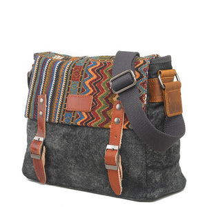 Vintage Ethnic Canvas Messenger Bag